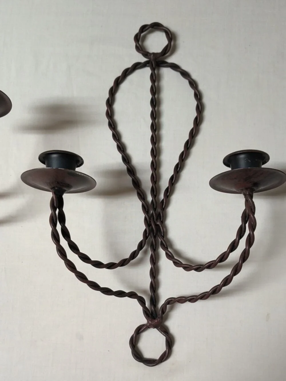 Rustic Twisted Metal Wall Candle Sconces - Brown (Pair) Western Cowboy